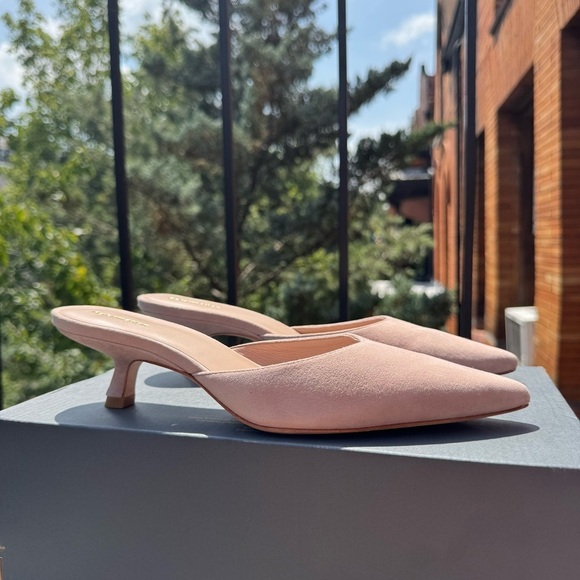 New Reformation Wilda Kitten Mule Pink Suede Kitten Heels 8 - Picture 3 of 12